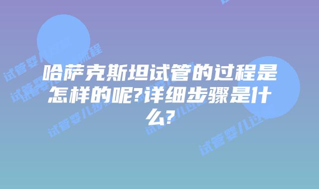 哈萨克斯坦试管的过程是怎样的呢?详细步骤是什么?