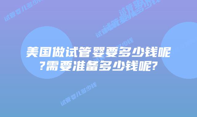 美国做试管婴要多少钱呢?需要准备多少钱呢?