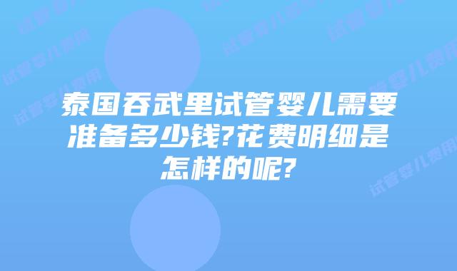 泰国吞武里试管婴儿需要准备多少钱?花费明细是怎样的呢?