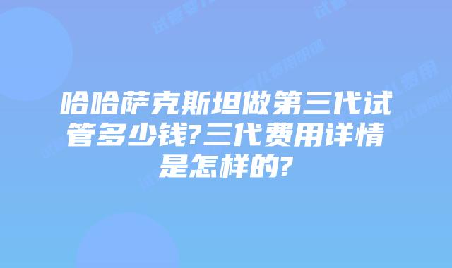 哈哈萨克斯坦做第三代试管多少钱?三代费用详情是怎样的?