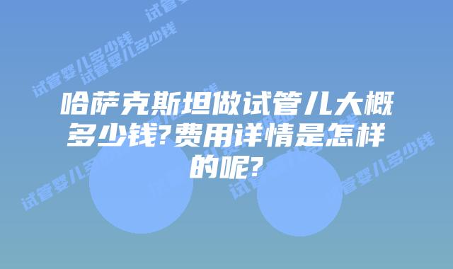 哈萨克斯坦做试管儿大概多少钱?费用详情是怎样的呢?