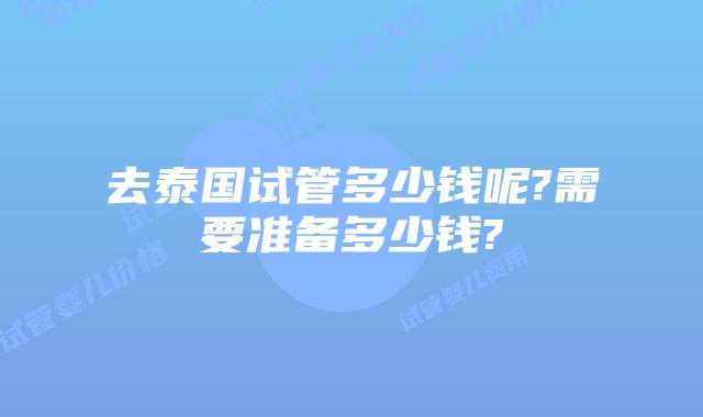 去泰国试管多少钱呢?需要准备多少钱?