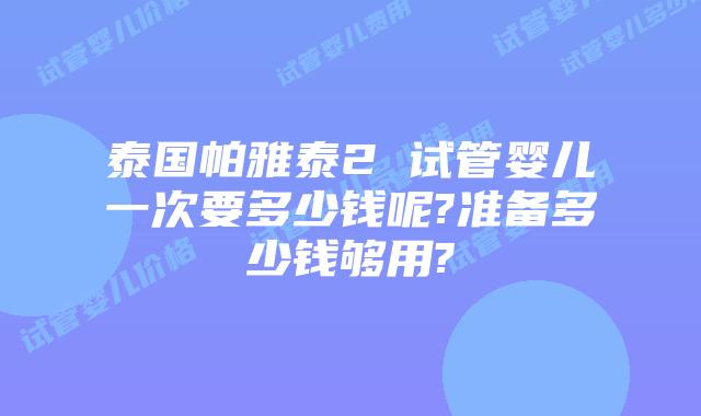泰国帕雅泰2 试管婴儿一次要多少钱呢?准备多少钱够用?
