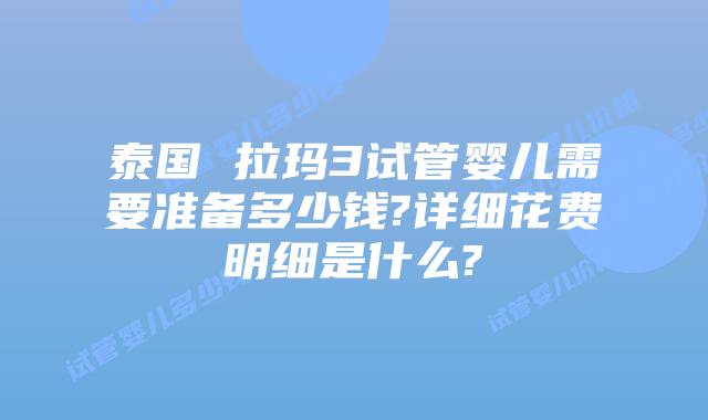 泰国 拉玛3试管婴儿需要准备多少钱?详细花费明细是什么?