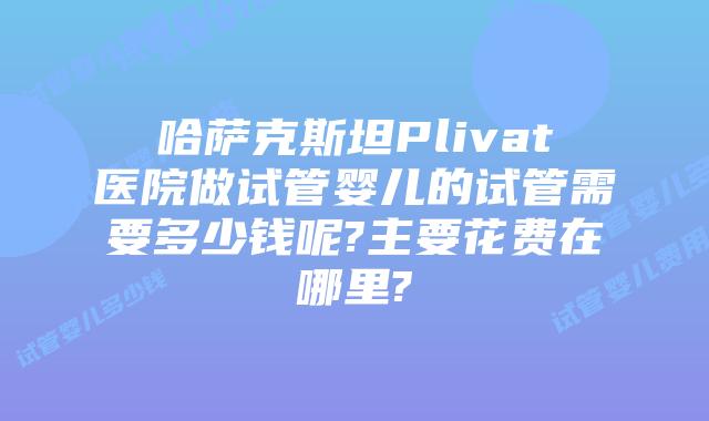 哈萨克斯坦Plivat医院做试管婴儿的试管需要多少钱呢?主要花费在哪里?