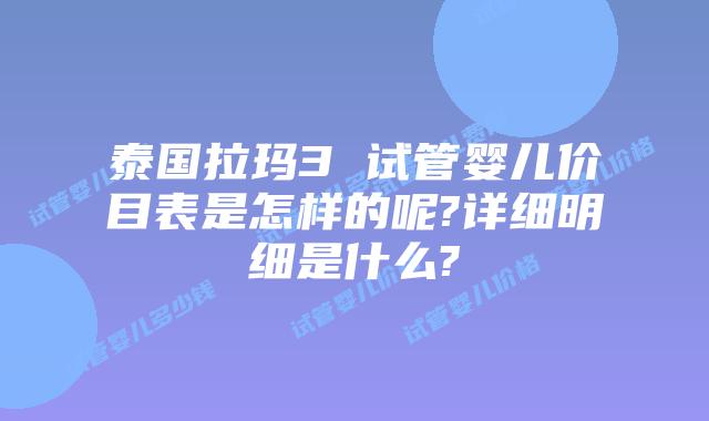 泰国拉玛3 试管婴儿价目表是怎样的呢?详细明细是什么?
