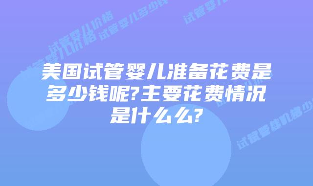 美国试管婴儿准备花费是多少钱呢?主要花费情况是什么么?