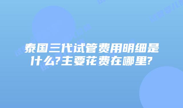泰国三代试管费用明细是什么?主要花费在哪里?