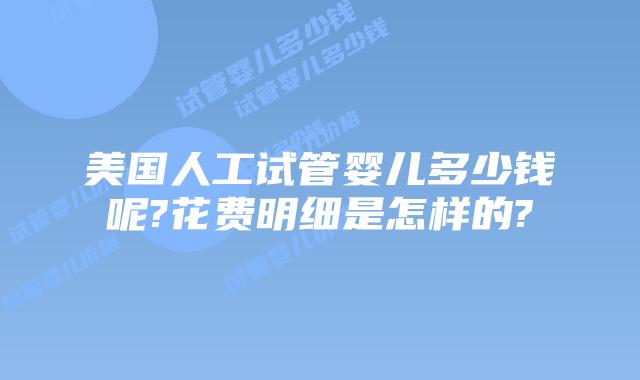 美国人工试管婴儿多少钱呢?花费明细是怎样的?