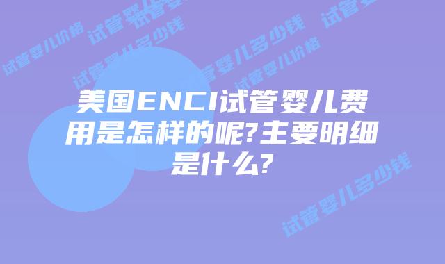 美国ENCI试管婴儿费用是怎样的呢?主要明细是什么?