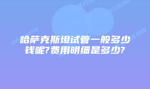 哈萨克斯坦试管一般多少钱呢?费用明细是多少?