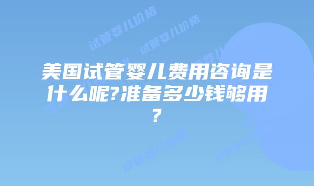 美国试管婴儿费用咨询是什么呢?准备多少钱够用?