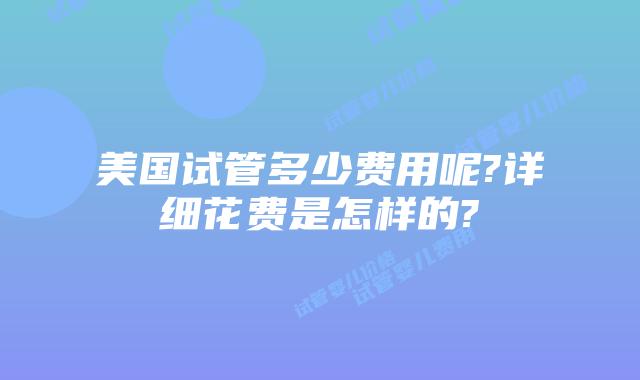 美国试管多少费用呢?详细花费是怎样的?