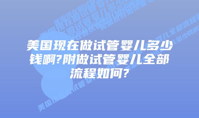 美国现在做试管婴儿多少钱啊?附做试管婴儿全部流程如何?
