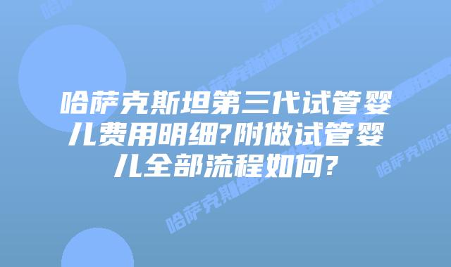 哈萨克斯坦第三代试管婴儿费用明细?附做试管婴儿全部流程如何?