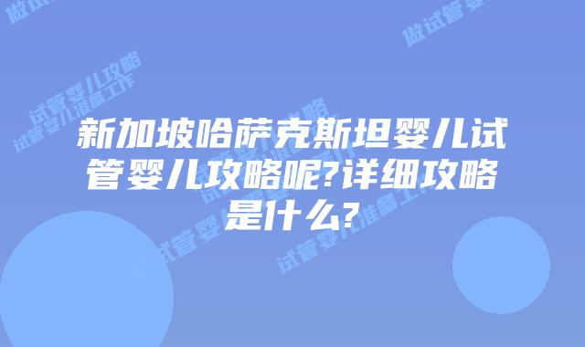 新加坡哈萨克斯坦婴儿试管婴儿攻略呢?详细攻略是什么?