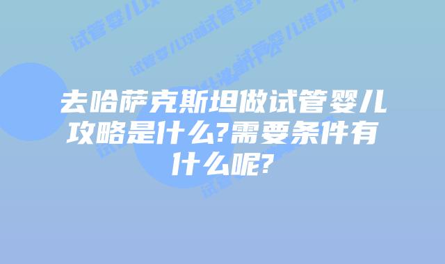 去哈萨克斯坦做试管婴儿攻略是什么?需要条件有什么呢?