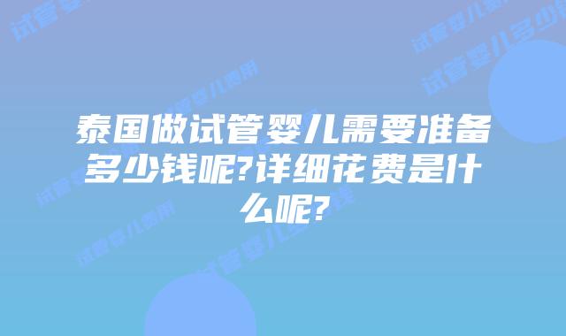 泰国做试管婴儿需要准备多少钱呢?详细花费是什么呢?