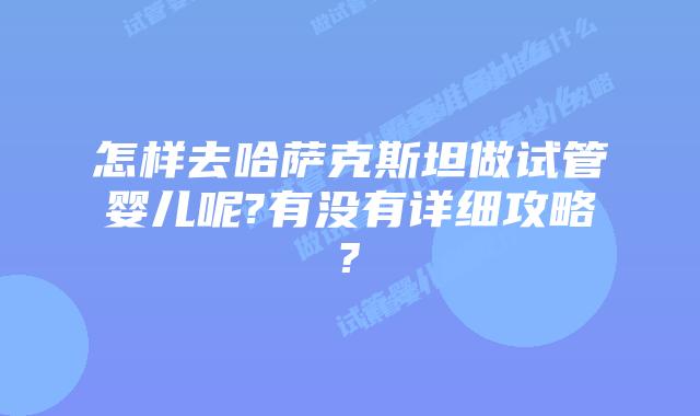 怎样去哈萨克斯坦做试管婴儿呢?有没有详细攻略?
