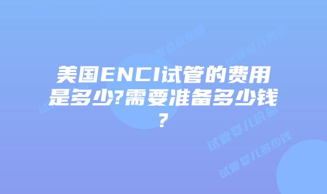 美国ENCI试管的费用是多少?需要准备多少钱?