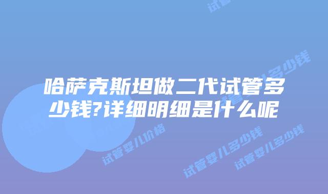 哈萨克斯坦做二代试管多少钱?详细明细是什么呢