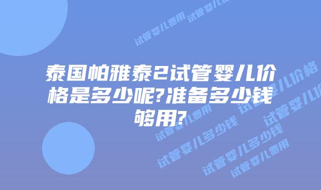 泰国帕雅泰2试管婴儿价格是多少呢?准备多少钱够用?