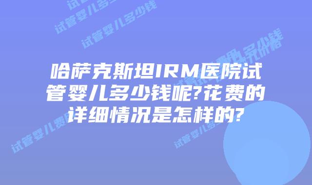 哈萨克斯坦IRM医院试管婴儿多少钱呢?花费的详细情况是怎样的?