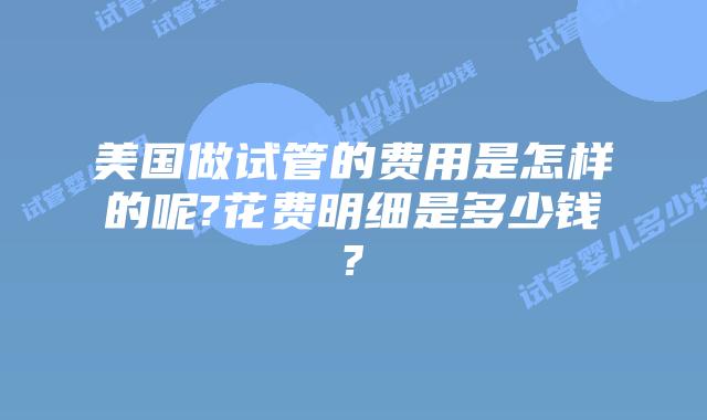 美国做试管的费用是怎样的呢?花费明细是多少钱?