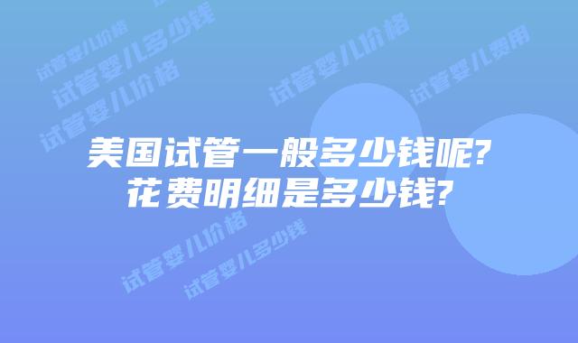 美国试管一般多少钱呢?花费明细是多少钱?