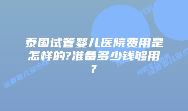 泰国试管婴儿医院费用是怎样的?准备多少钱够用?