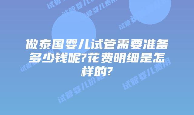 做泰国婴儿试管需要准备多少钱呢?花费明细是怎样的?