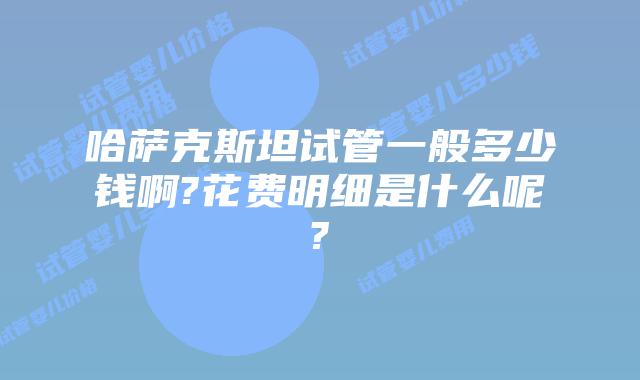 哈萨克斯坦试管一般多少钱啊?花费明细是什么呢?