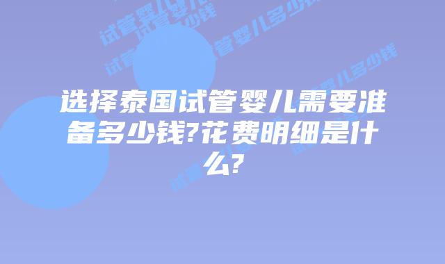 选择泰国试管婴儿需要准备多少钱?花费明细是什么?