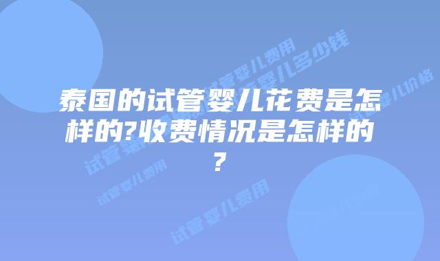泰国的试管婴儿花费是怎样的?收费情况是怎样的?