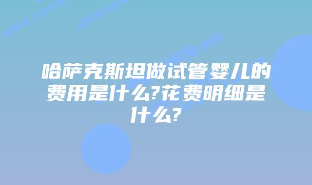 哈萨克斯坦做试管婴儿的费用是什么?花费明细是什么?