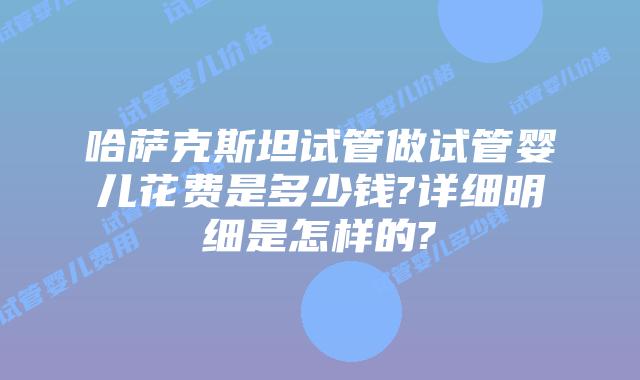 哈萨克斯坦试管做试管婴儿花费是多少钱?详细明细是怎样的?