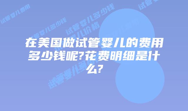 在美国做试管婴儿的费用多少钱呢?花费明细是什么?
