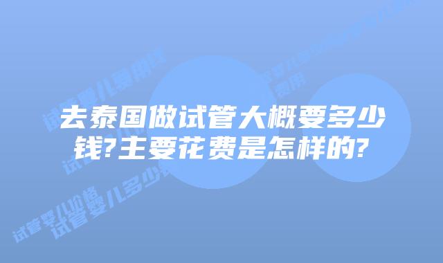 去泰国做试管大概要多少钱?主要花费是怎样的?