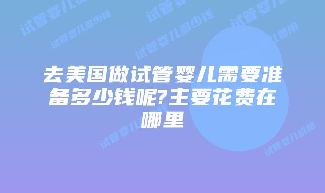 去美国做试管婴儿需要准备多少钱呢?主要花费在哪里