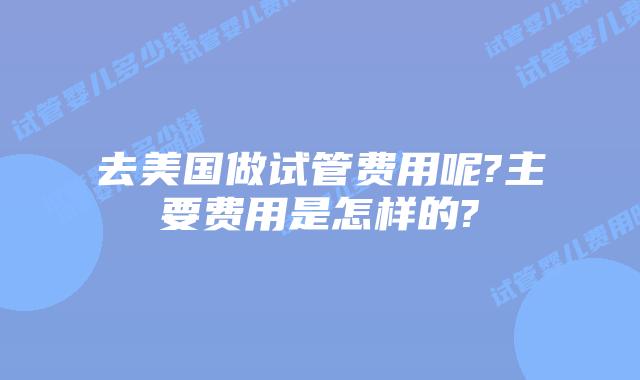 去美国做试管费用呢?主要费用是怎样的?