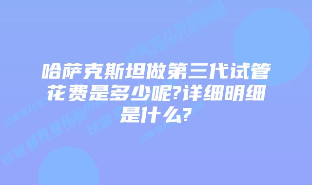 哈萨克斯坦做第三代试管花费是多少呢?详细明细是什么?