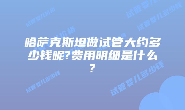 哈萨克斯坦做试管大约多少钱呢?费用明细是什么?