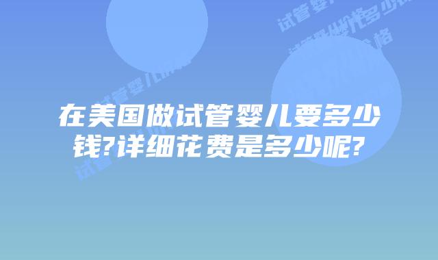 在美国做试管婴儿要多少钱?详细花费是多少呢?
