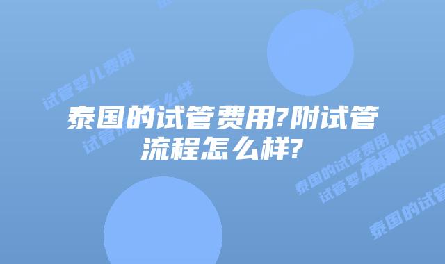 泰国的试管费用?附试管流程怎么样?