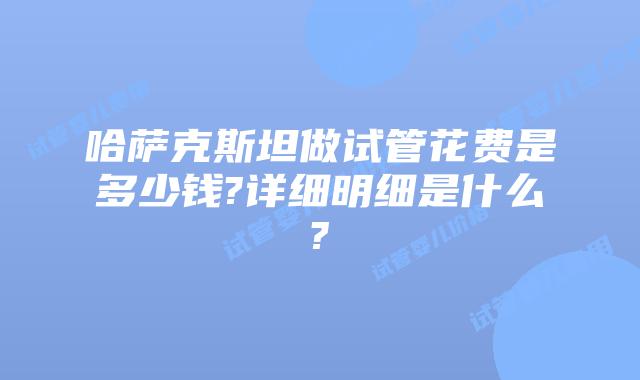 哈萨克斯坦做试管花费是多少钱?详细明细是什么?