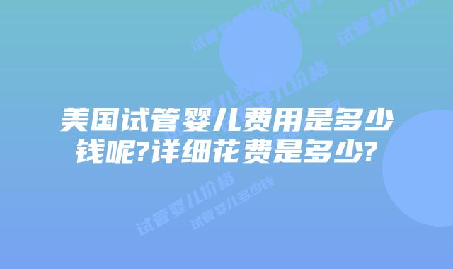 美国试管婴儿费用是多少钱呢?详细花费是多少?