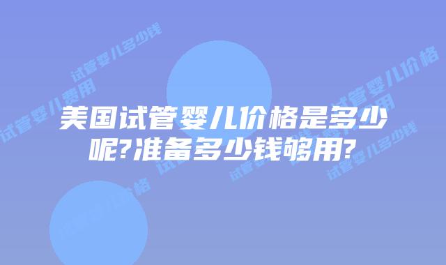 美国试管婴儿价格是多少呢?准备多少钱够用?