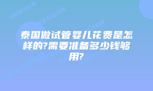 泰国做试管婴儿花费是怎样的?需要准备多少钱够用?