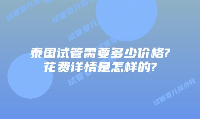 泰国试管需要多少价格?花费详情是怎样的?