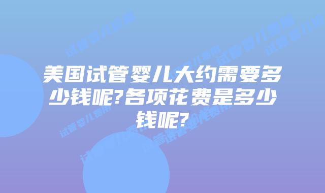 美国试管婴儿大约需要多少钱呢?各项花费是多少钱呢?